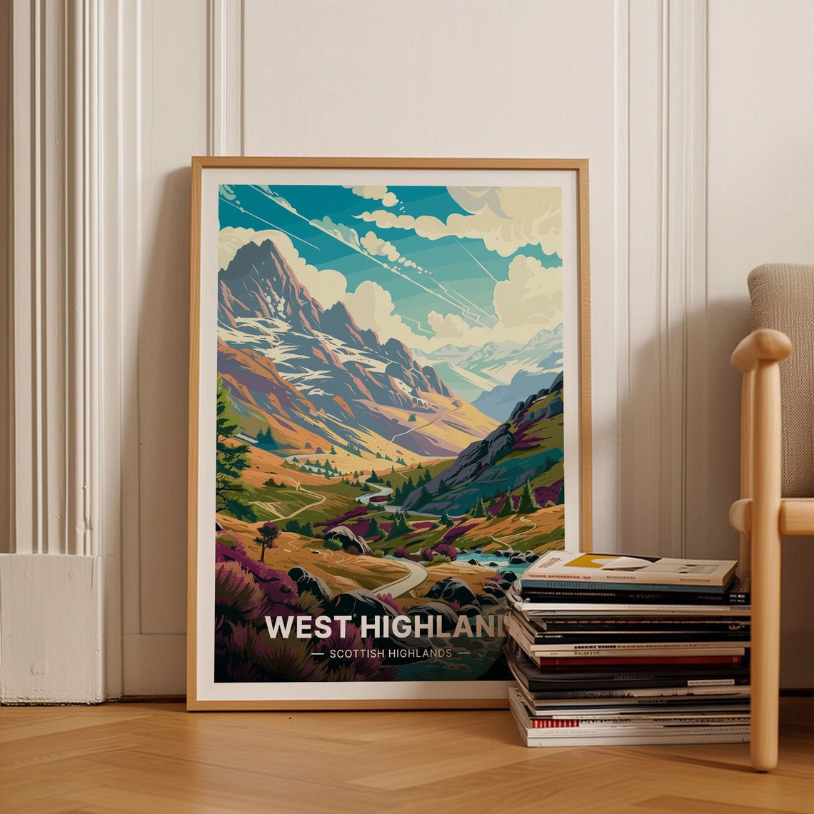 West Highlands Scotland Mountain Valley Winding Path Vista Poster