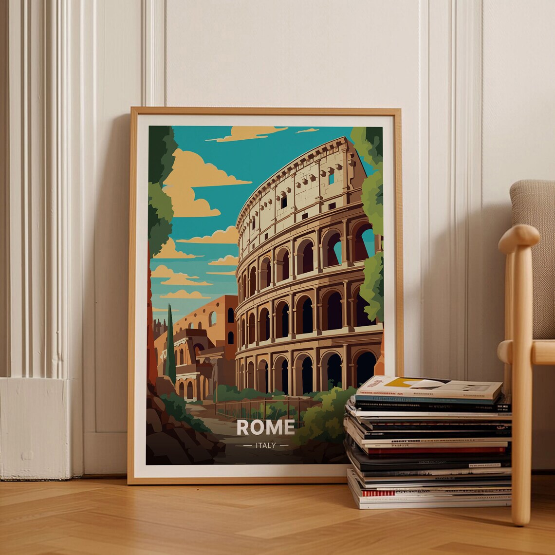 Rome Travel Poster Italy Landscape Art Print