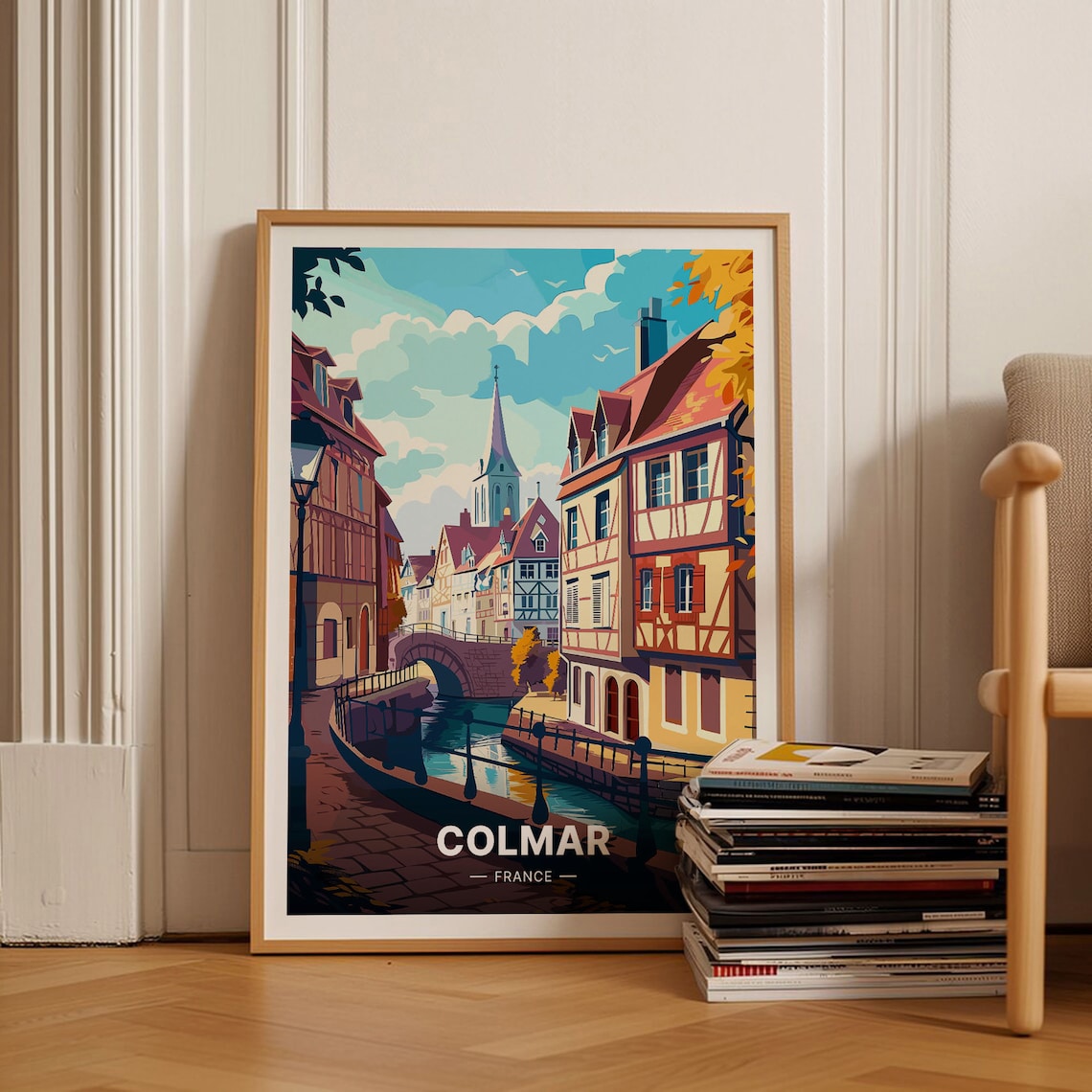 Colmar France Travel Poster, French Town Landscape