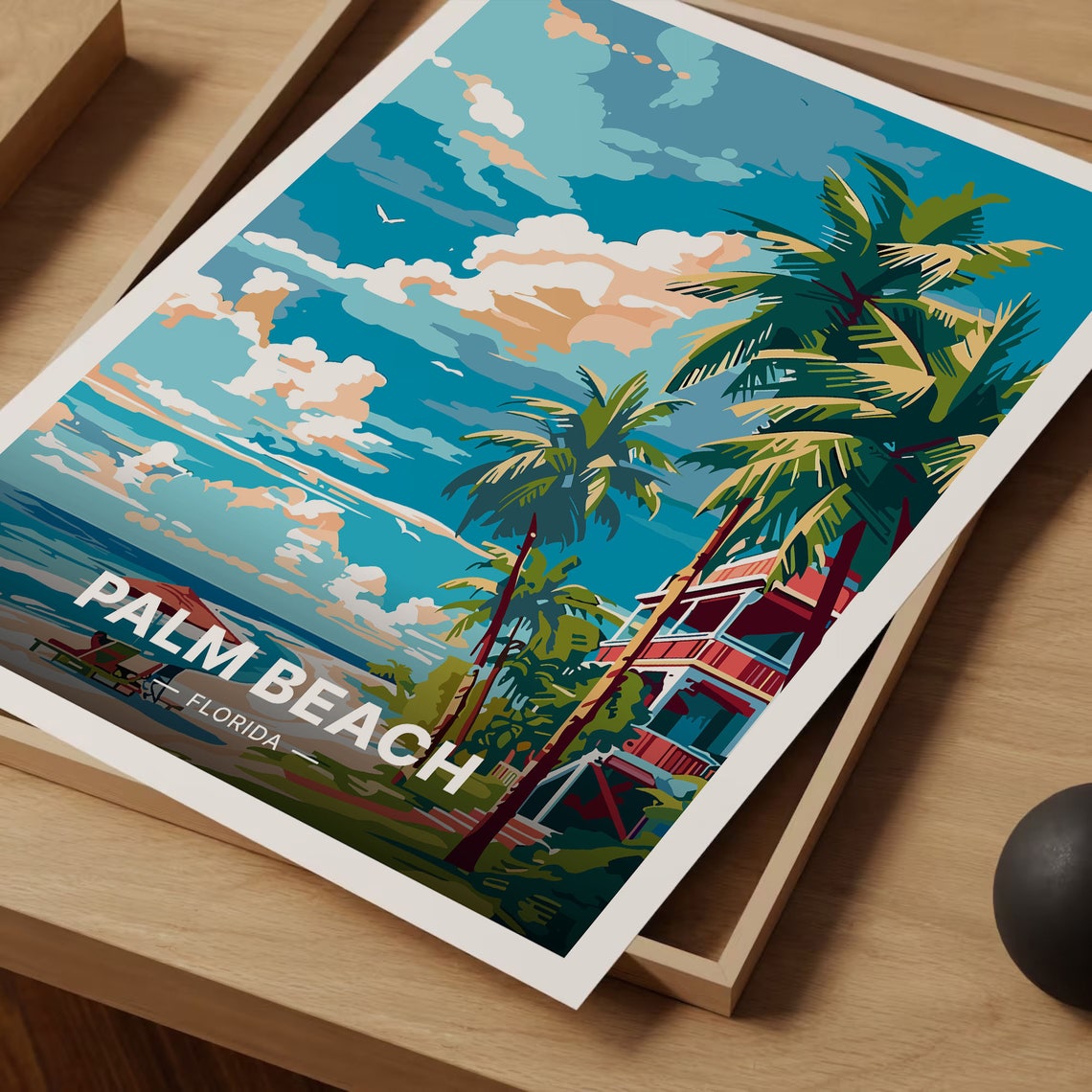 Palm Beach Florida Palm Trees Sunny Beach Vintage Travel Poster - Image 3