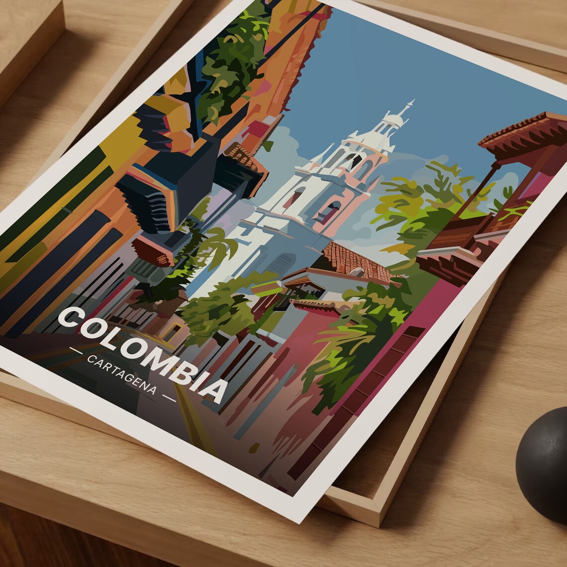 Cartagena Colombia Travel Poster, Cityscape Art Print - Image 3