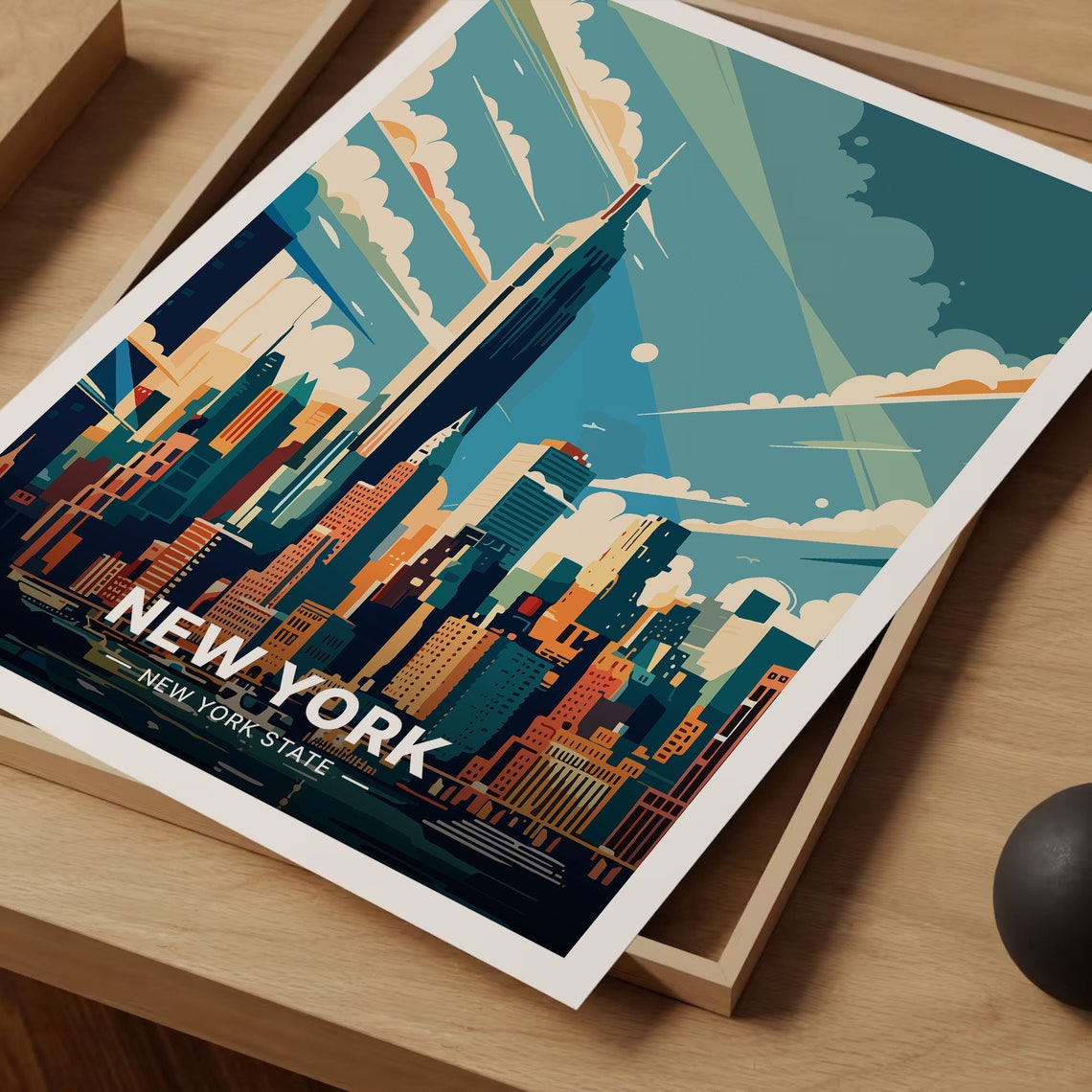 New York City Manhattan Skyline Empire State Style Art Poster - Image 3