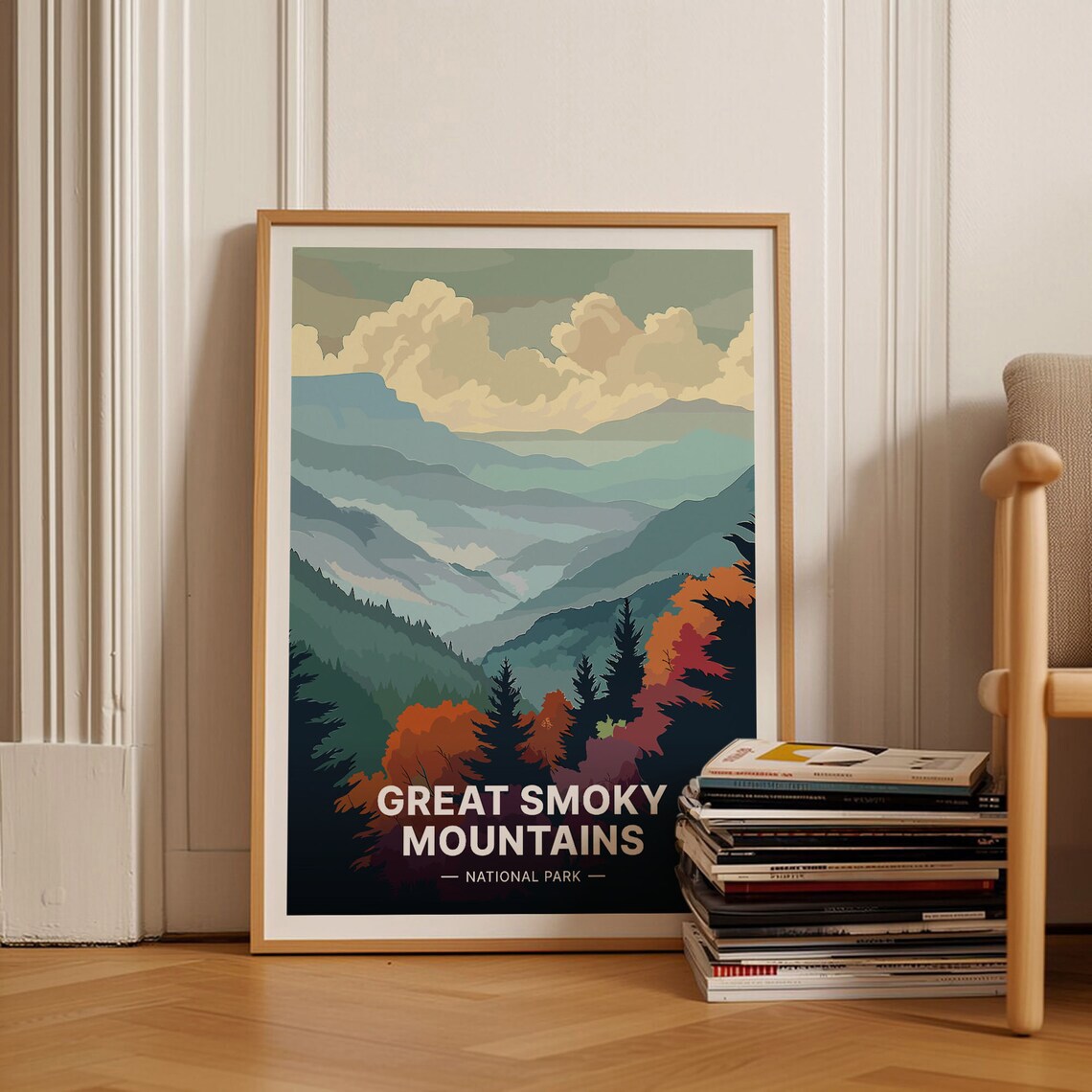 Great Smoky Mountains Travel Poster, Tennessee Nature Scene