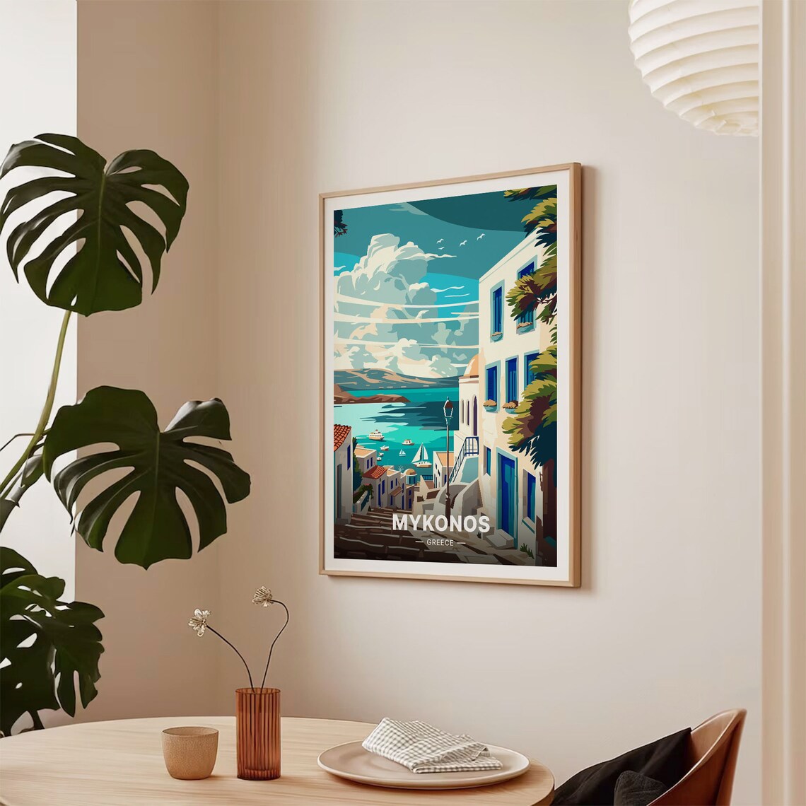Mykonos Greece Travel Poster, Scenic Landscape Art Print - Image 2