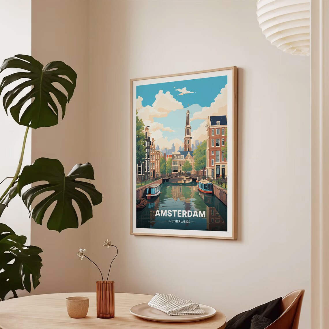 Amsterdam Vintage Travel Poster, Netherlands Cityscape - Image 2