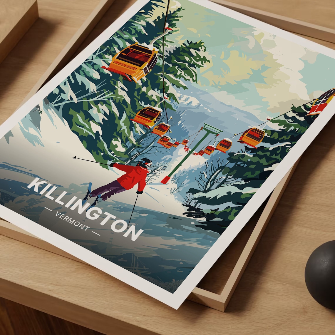 Killington Ski Resort Retro Travel Poster, Vermont - Image 3