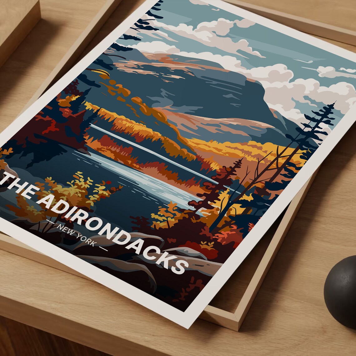 Adirondacks Travel Poster, New York State Landscape - Image 3