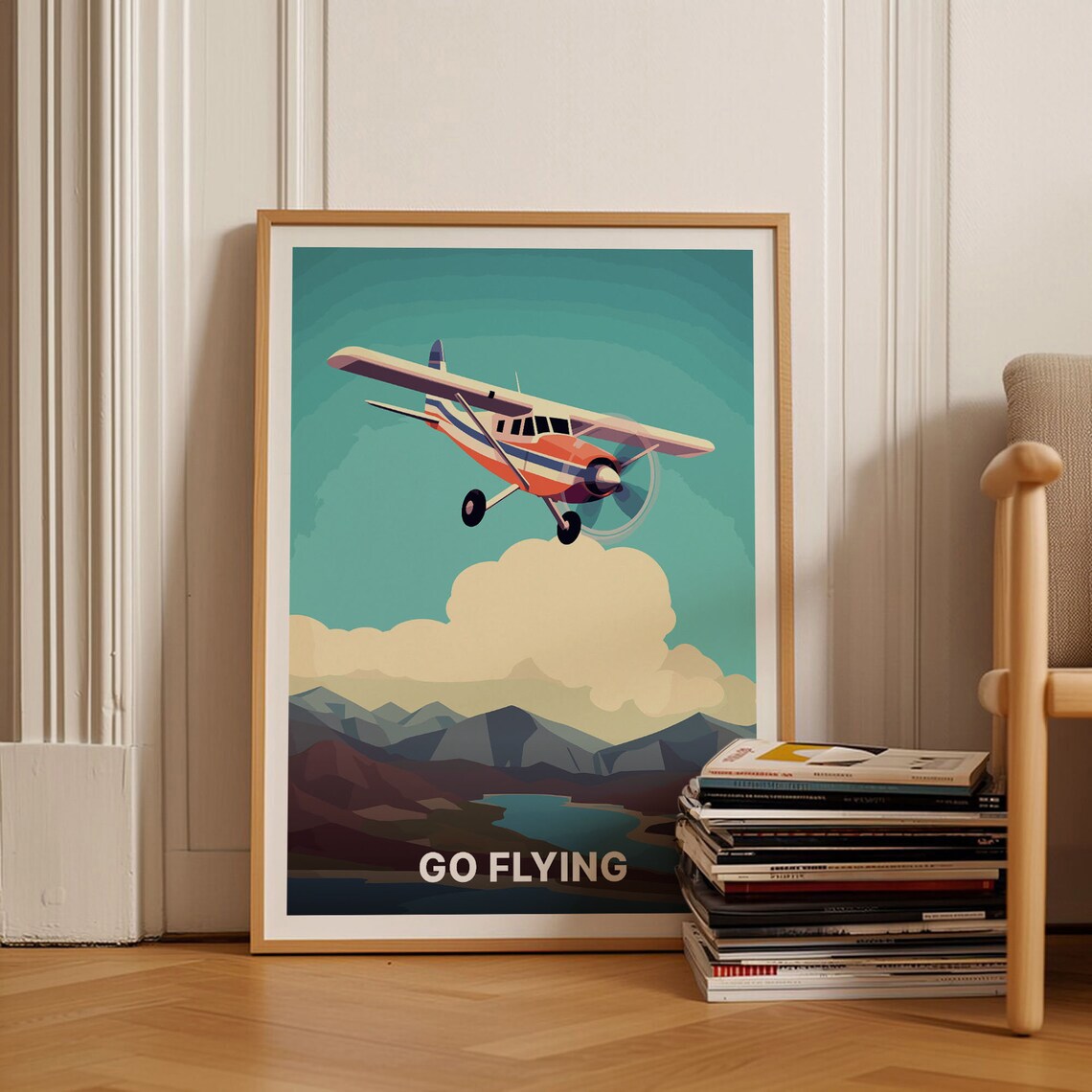 Cessna Skyhawk Vintage Airplane Travel Poster