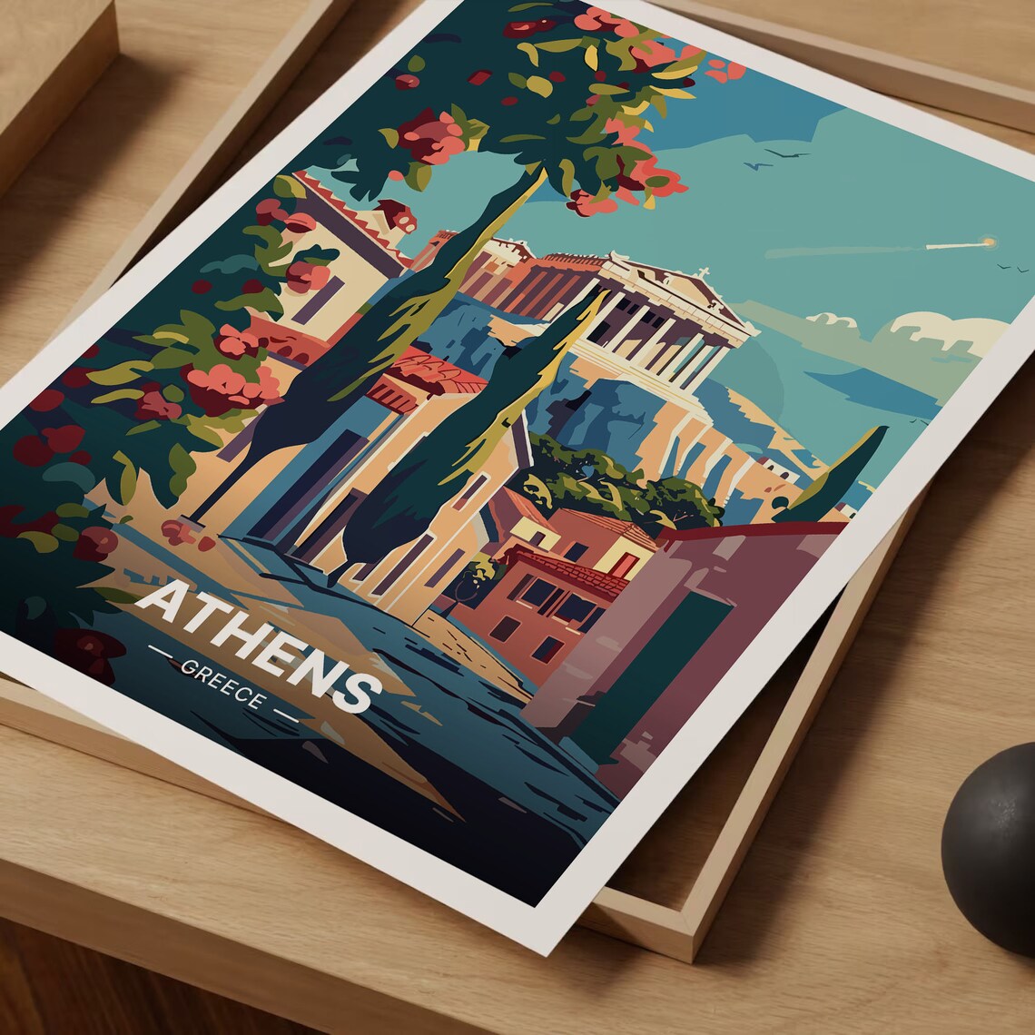 Athens Greece Travel Poster, Traditional City Art - Image 3