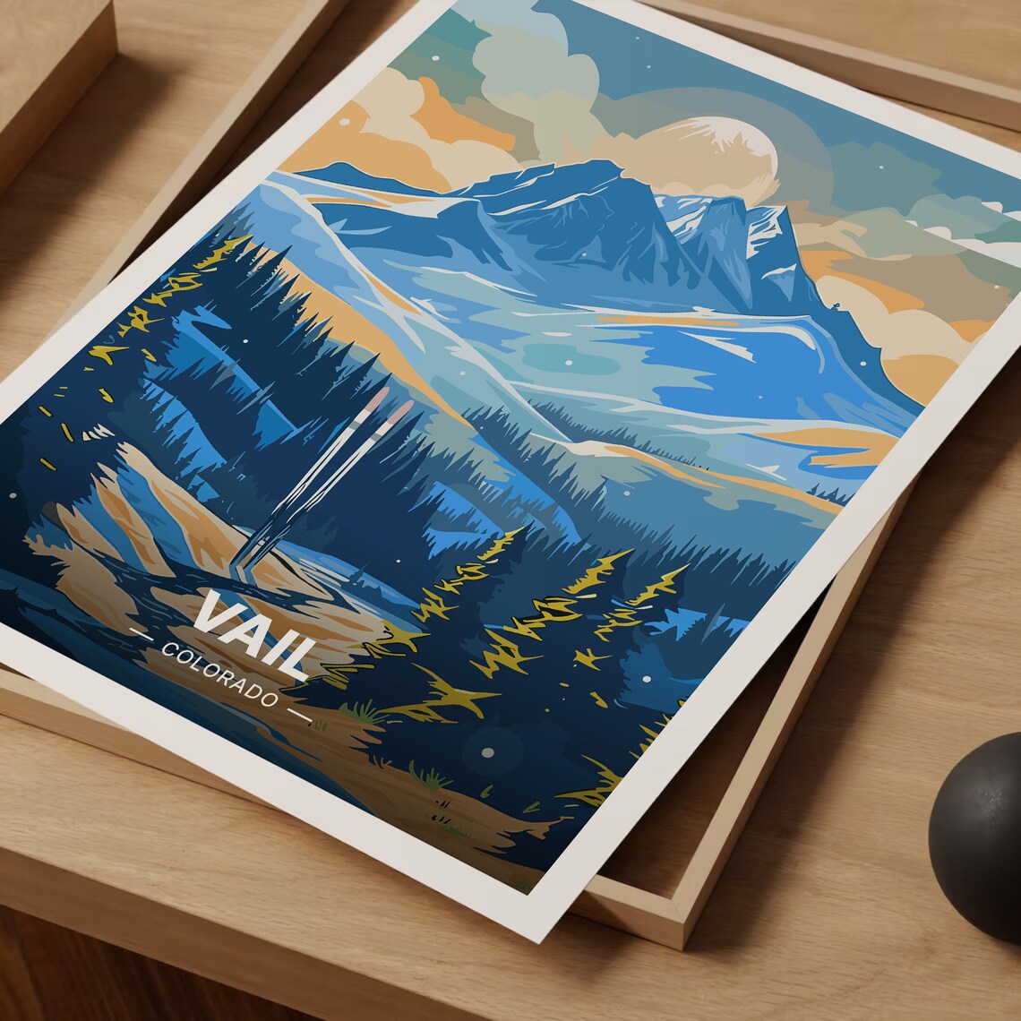 Vail Colorado Snowy Alpine Peaks Ski Resort Retreat Travel Poster - Image 3
