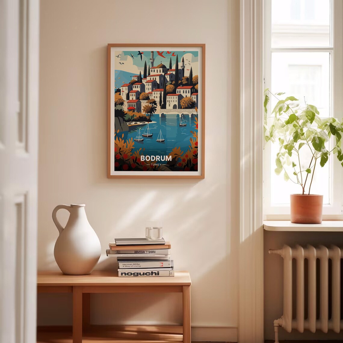 Bodrum Turkey Aegean Harbour Sailboats Hillside Town Travel Poster - Image 4