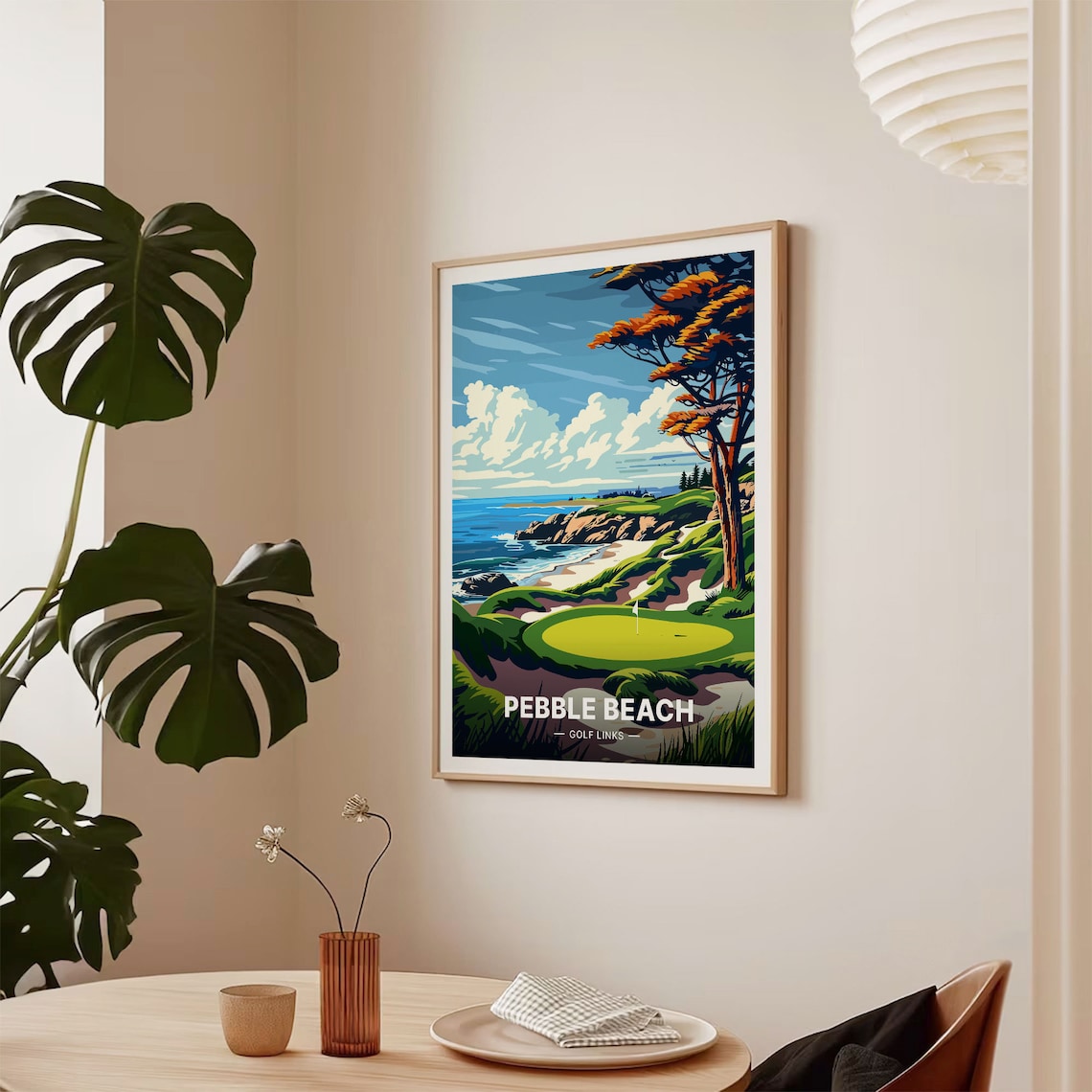 Pebble Beach Golf Links Travel Poster, Golf Course Landscape - Image 2