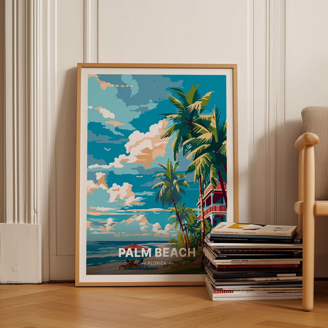 Palm Beach Florida Palm Trees Sunny Beach Vintage Travel Poster