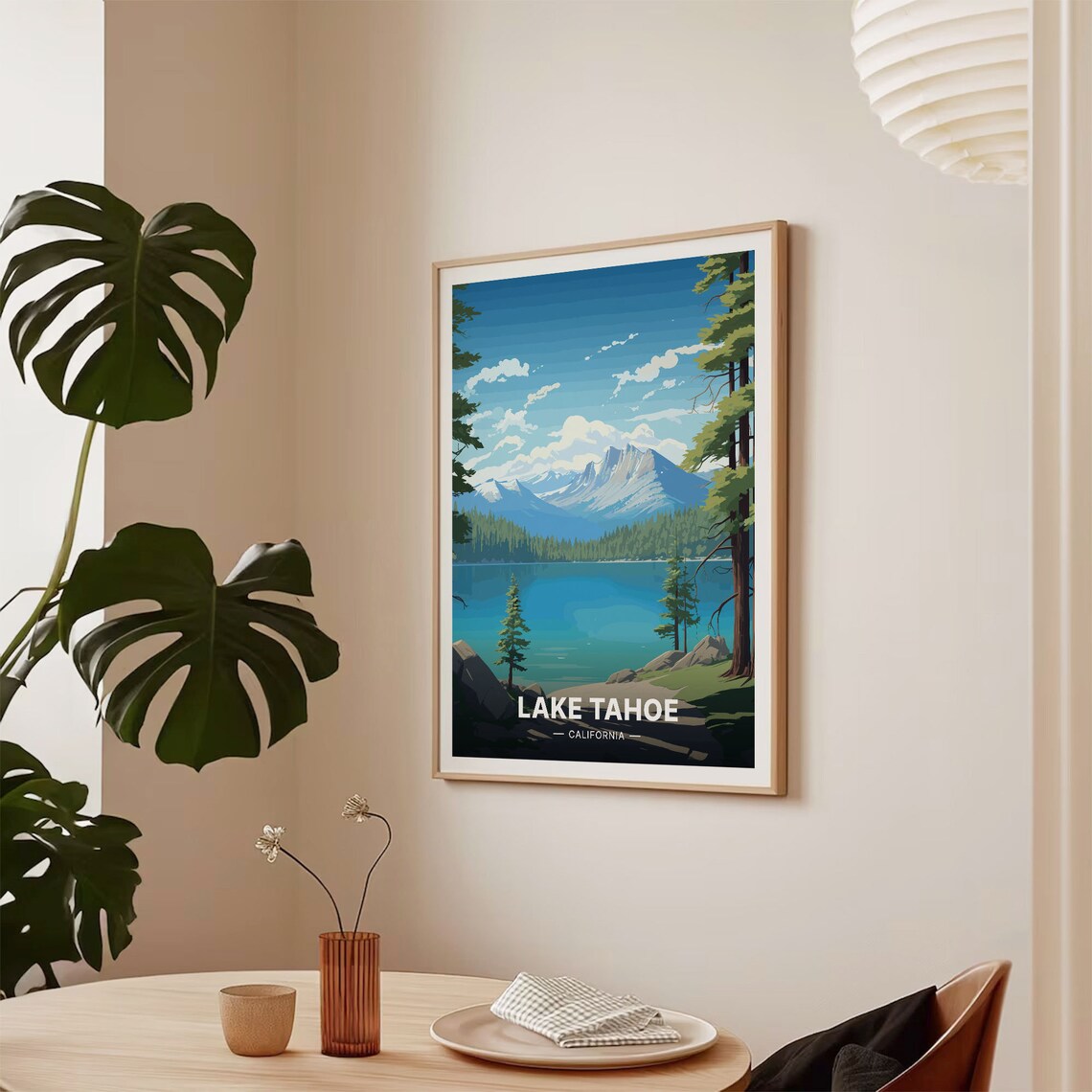 Lake Tahoe California Poster Alpine Lake Pines Snowy Peaks Art - Image 2