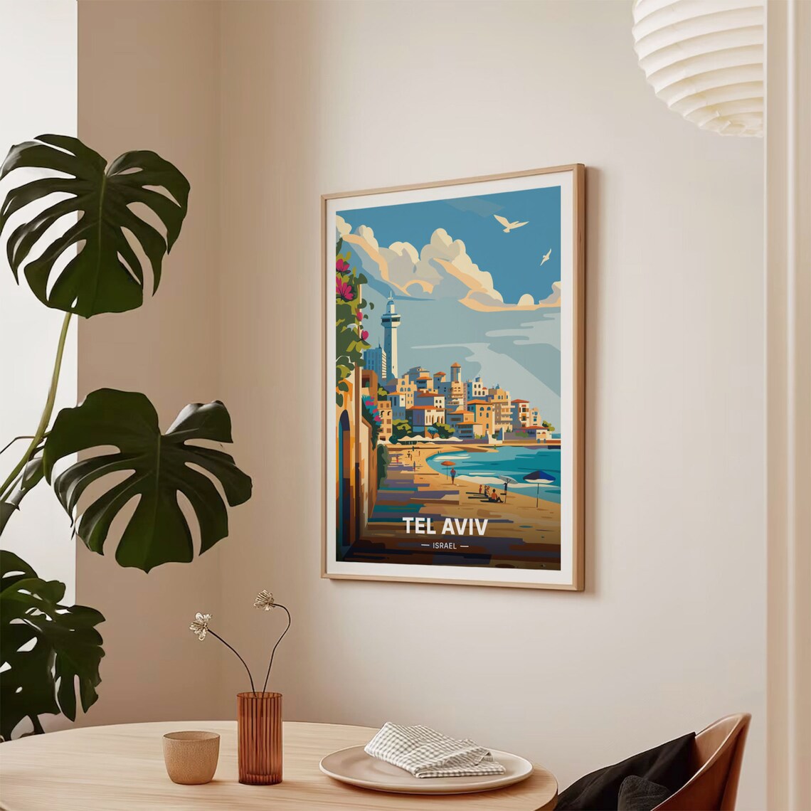 Tel Aviv Coastal Scene Travel Poster, Cityscape Decor - Image 2