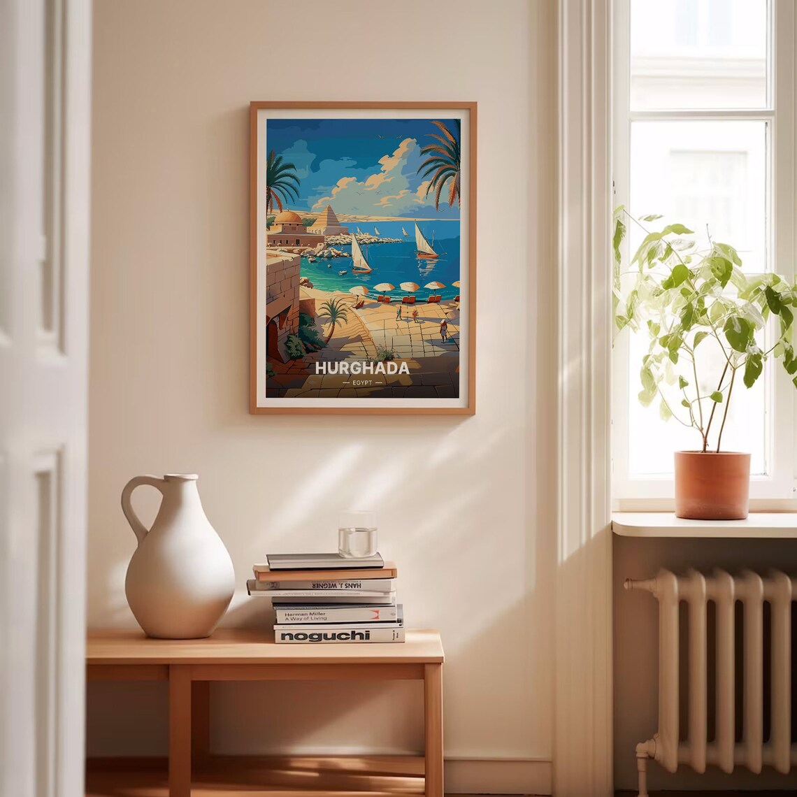 Hurghada Egypt Red Sea Beach Sailing Boats Vintage Travel Poster - Image 4
