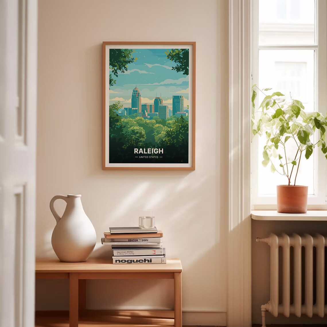 Raleigh Travel Poster, North Carolina Cityscape - Image 4