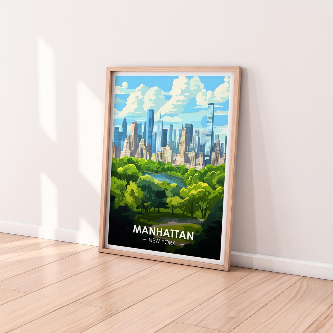 Manhattan New York Skyline From Green Park Vintage Travel Poster - Image 2