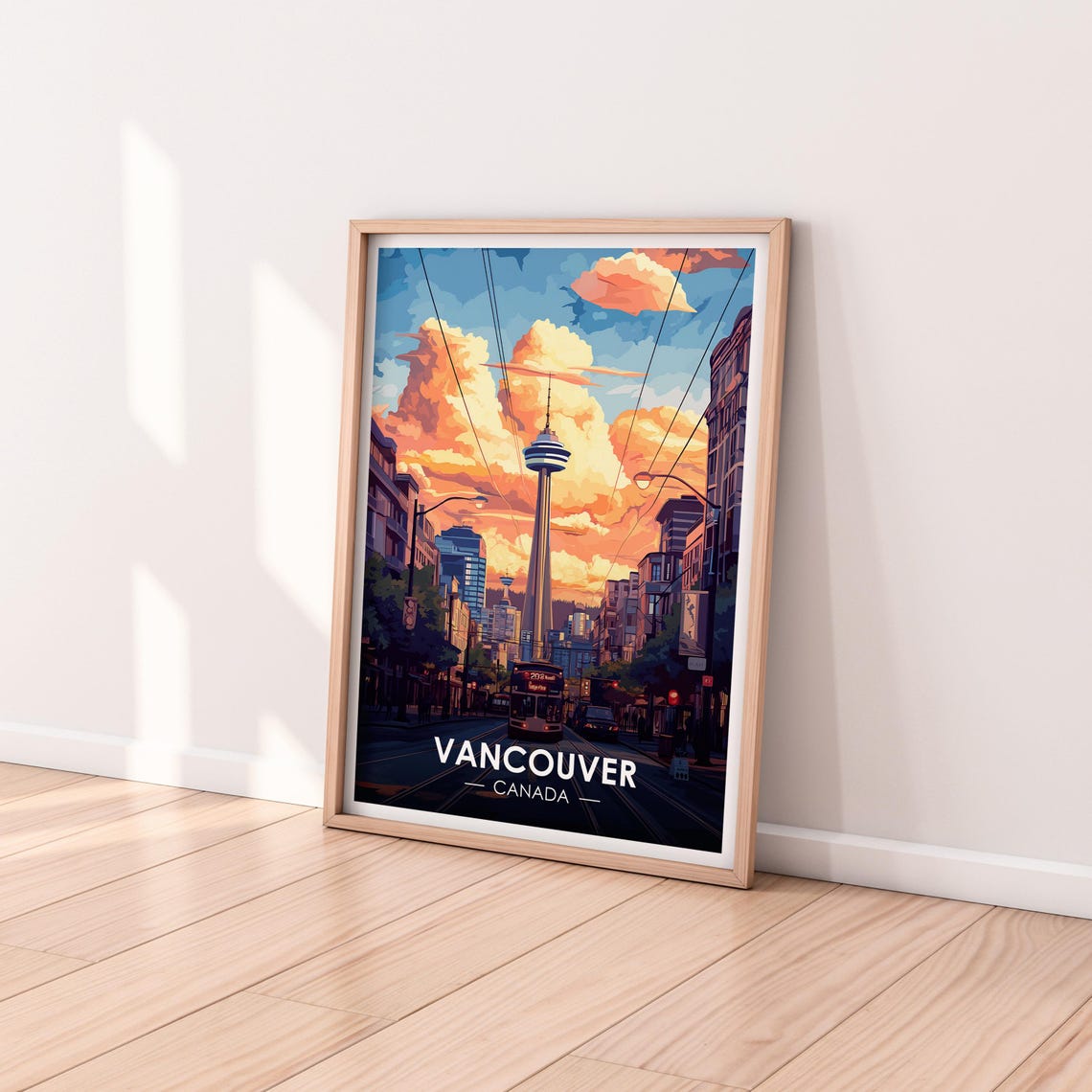 Vancouver Canada Streetcar Street Sunset Observation Tower Poster - Image 2