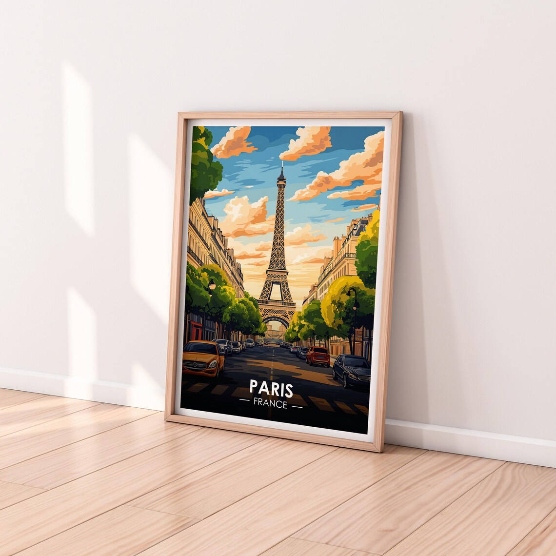 Paris France Eiffel Tower Tree Lined Street Vintage Travel Poster - Image 2