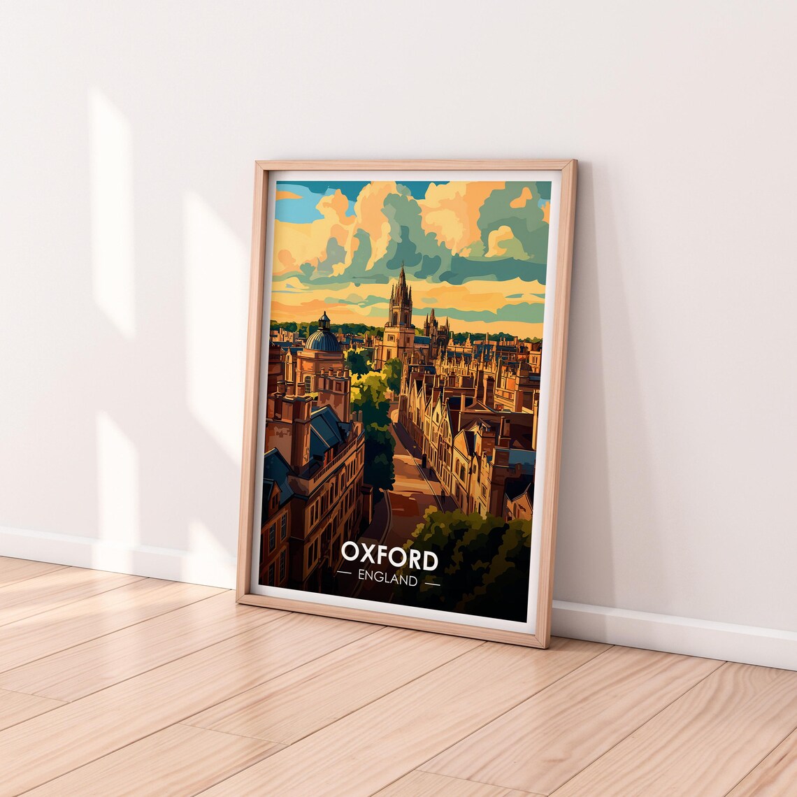 Oxford England Golden Hour Spires Historic Street Cityscape Poster - Image 2