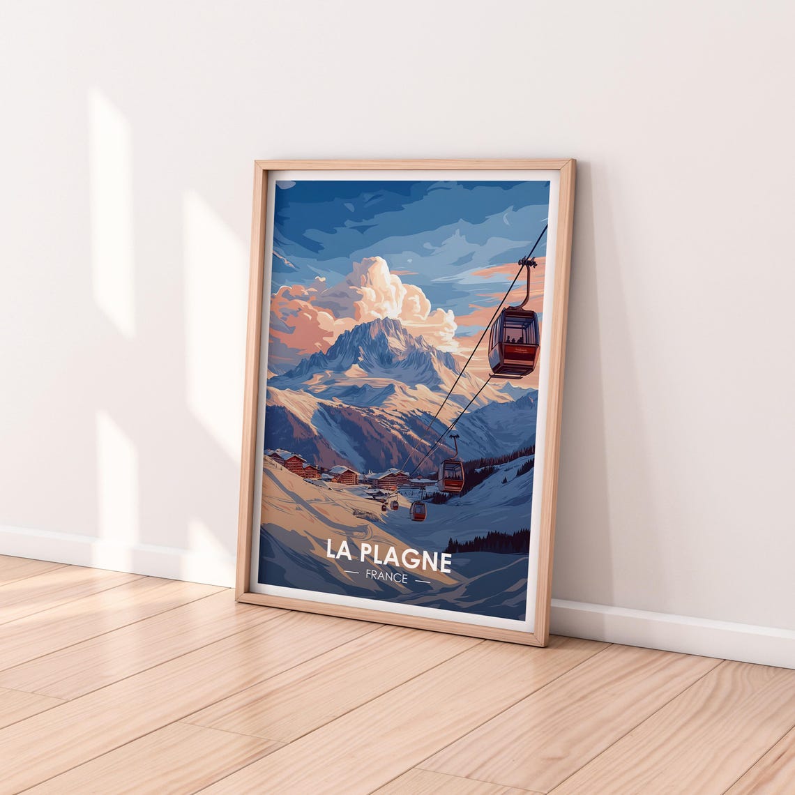 La Plagne France Gondola Sunset Over Alpine Peaks Travel Poster - Image 2