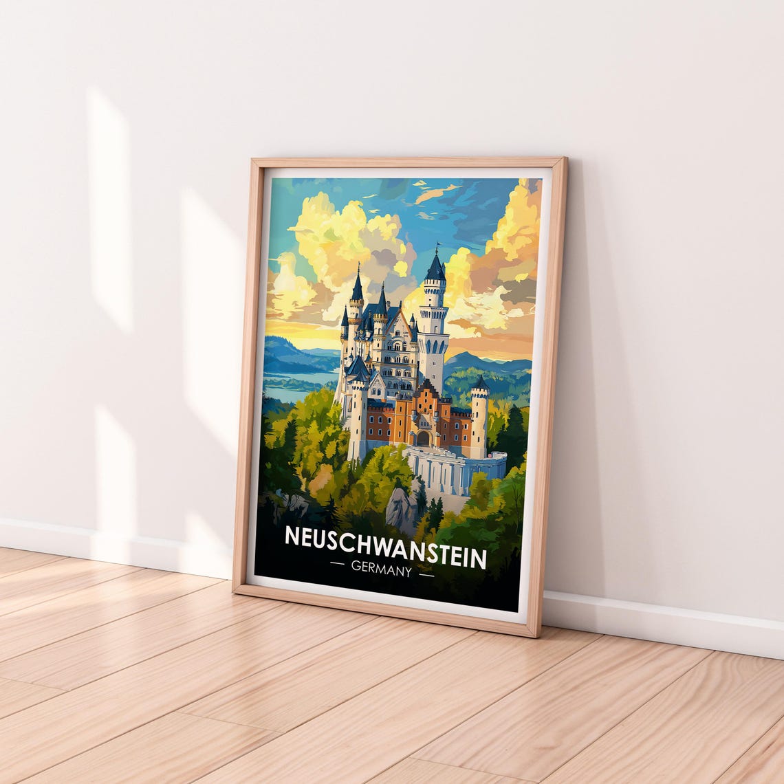Neuschwanstein Castle Germany Fairytale Sunset Travel Poster - Image 2