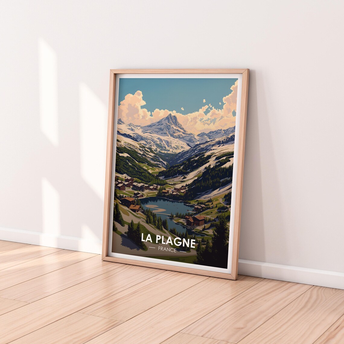 La Plagne Poster France Alps Snowy Travel Poster Premium Print La Plagne Print Skiing Poster Christmas Poster - Image 2