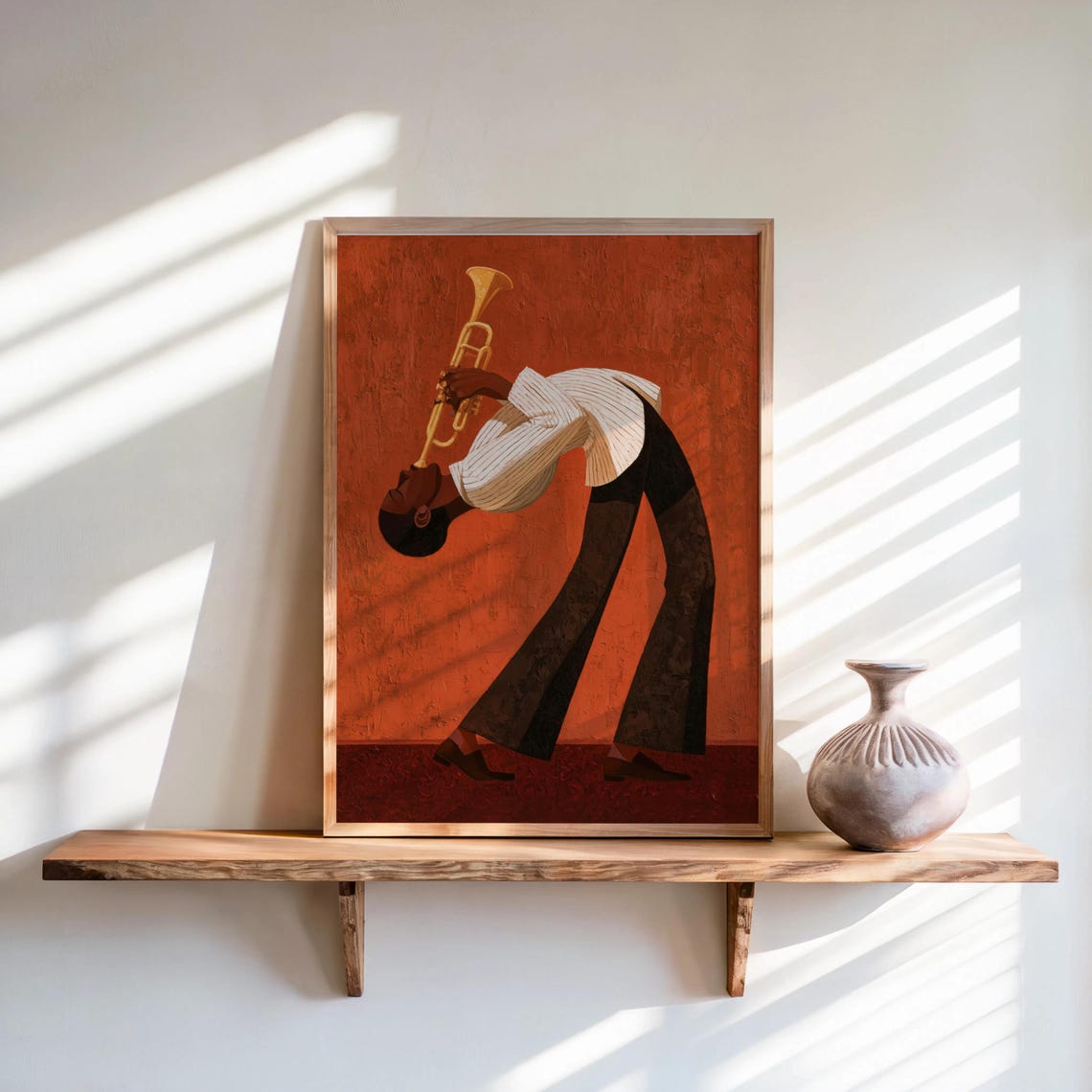 Jazz Trumpet Player Print Retro African American Musician Wall Art Afrocentric Mid Century Modern Decor Moody Black Culture Painting - Image 5