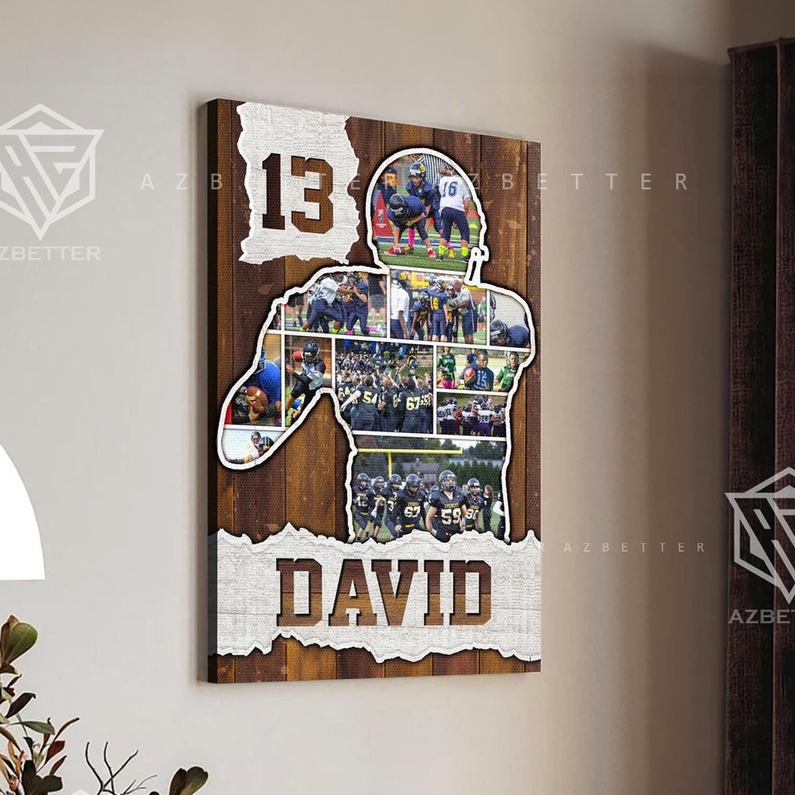 David Number 13 Football Player Silhouette Photo Collage Poster - Image 5
