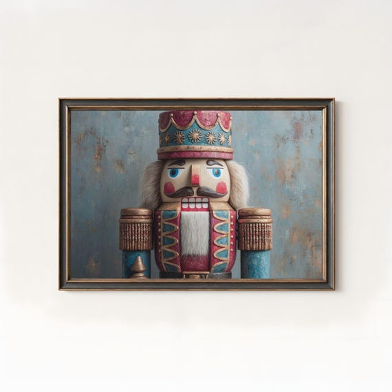 Vintage Wooden Nutcracker Soldier Portrait Traditional Christmas Poster