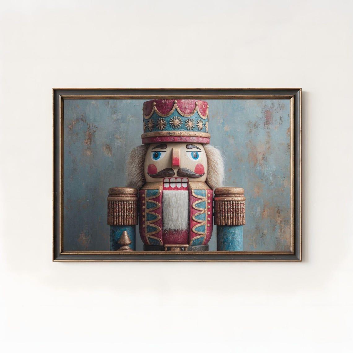 Vintage Wooden Nutcracker Soldier Portrait Traditional Christmas Poster