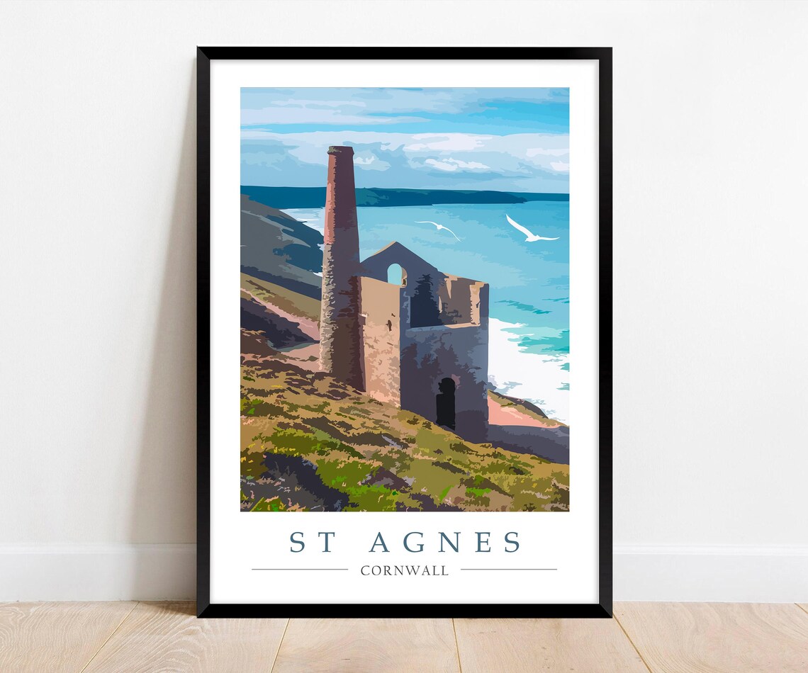 St Agnes Cornwall Travel Poster, Wheal Coates Mine