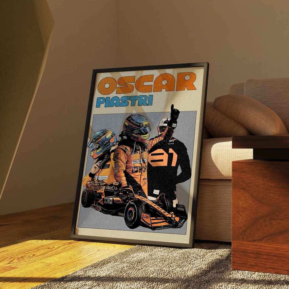 Oscar Piastri Formula 1 Retro Racing Travel Poster