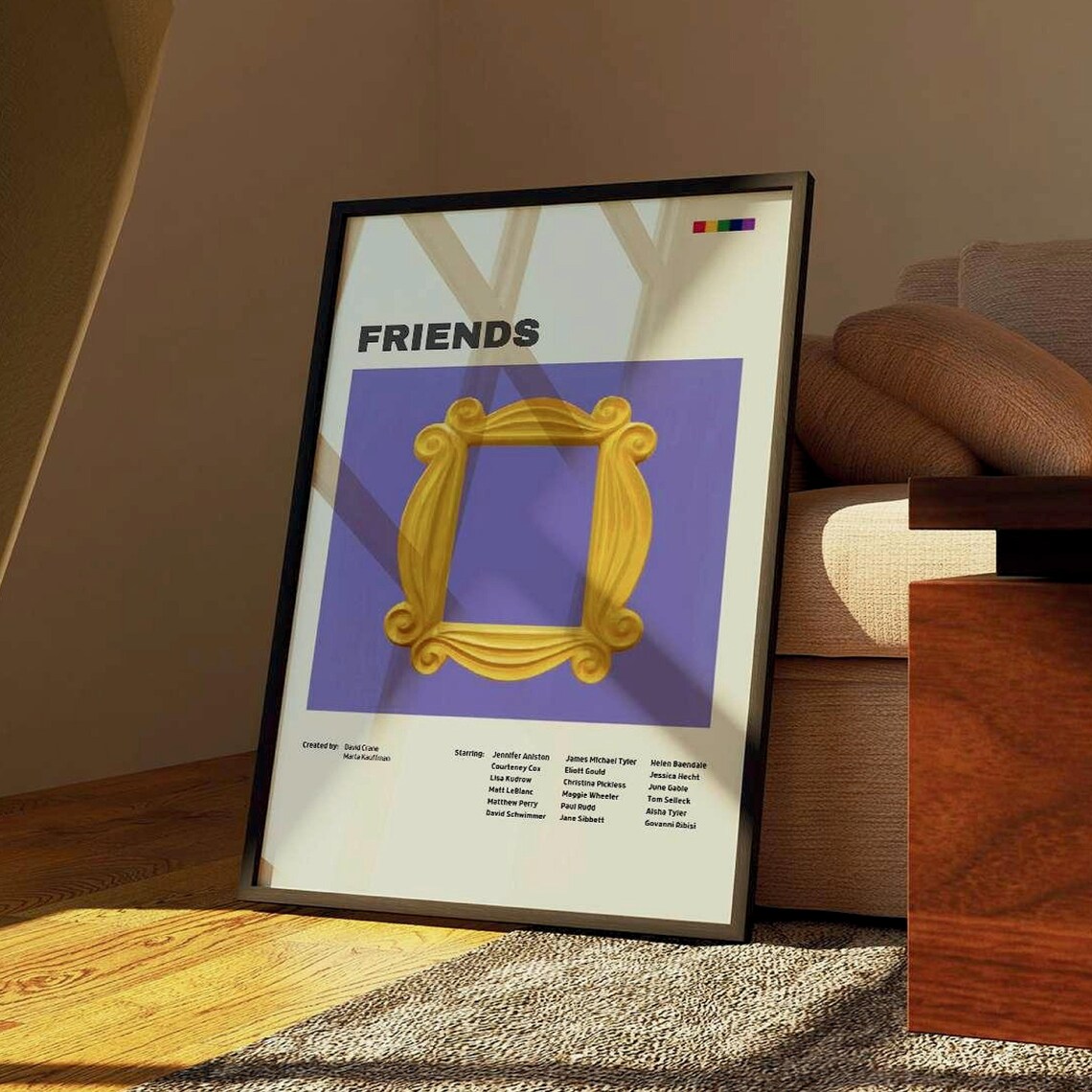 Friends TV Show Iconic Yellow Door Frame Minimalist Poster Art