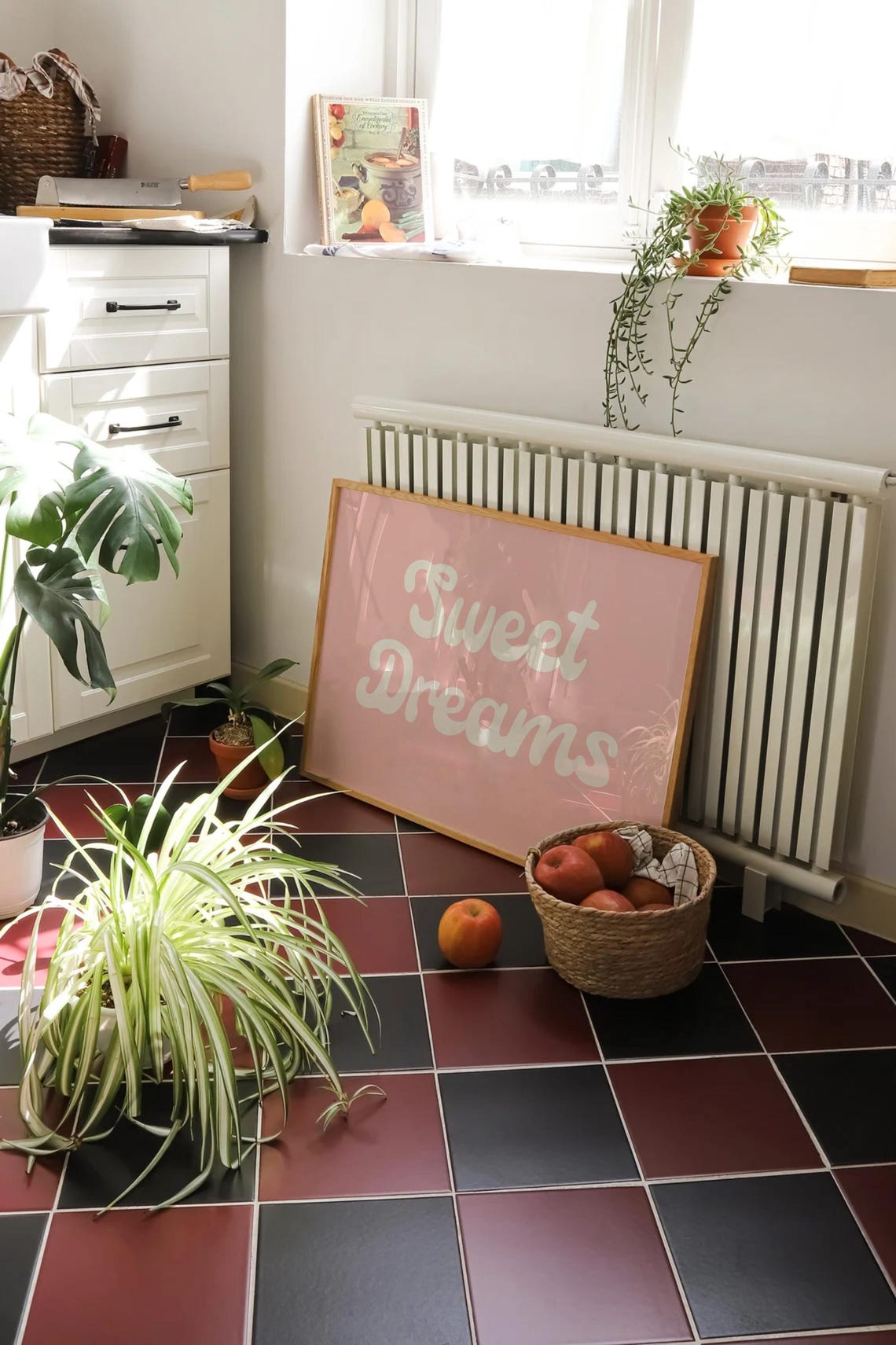 Sweet Dreams White Cursive Script on Pretty Pink Dorm Wall Art - Image 3