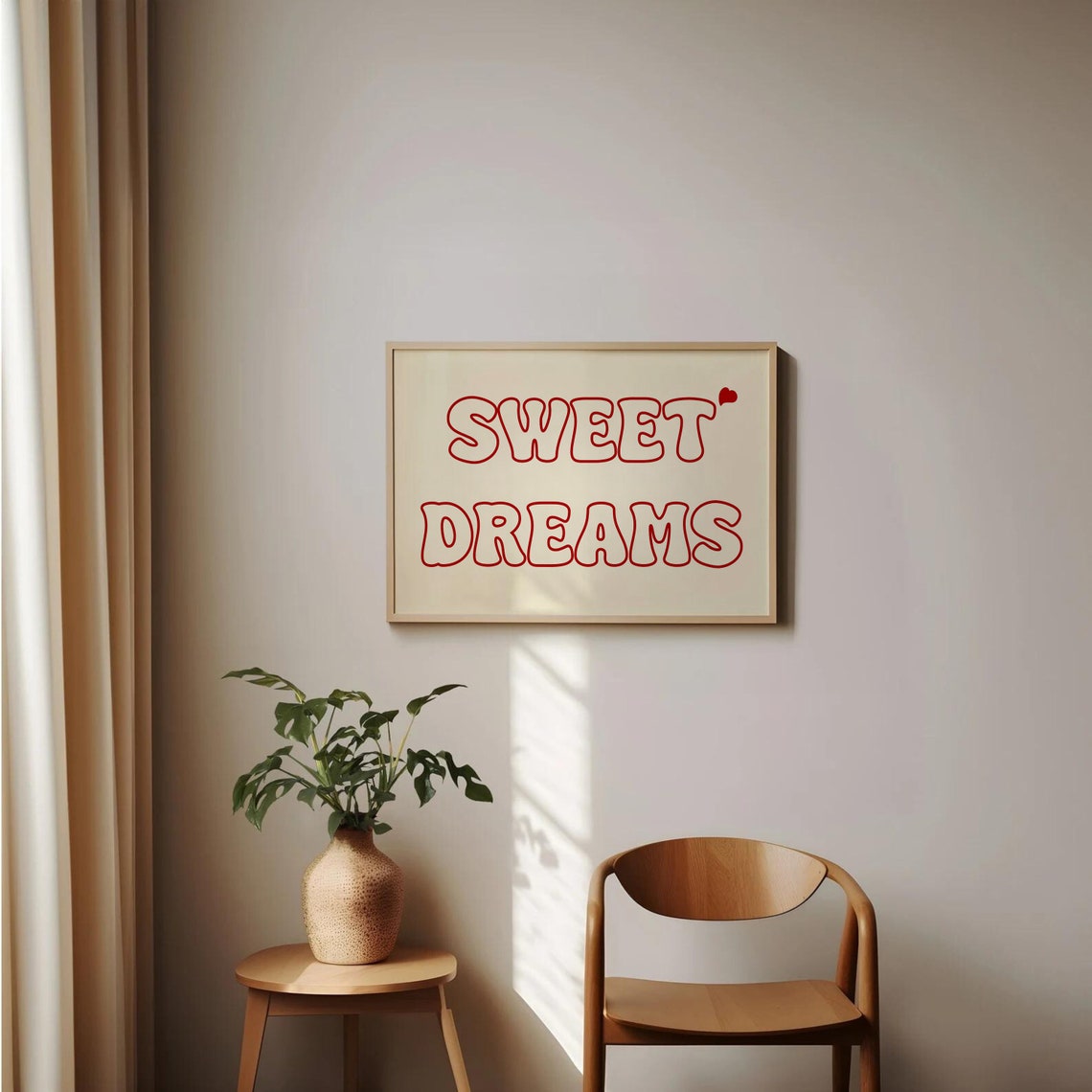 Sweet Dreams Red Outline Bubble Letter Retro Bedroom Wall Poster - Image 4