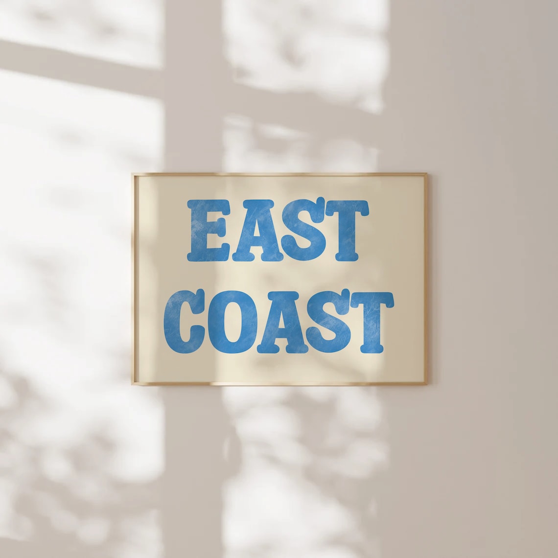 East Coast Bold Blue Watercolor Lettering Coastal Travel Poster