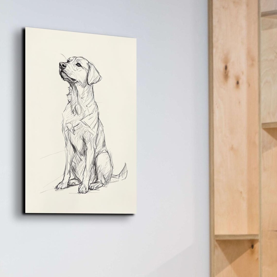 Labrador Retriever Hand Drawn Sketch Upward Gaze Dog Art Poster