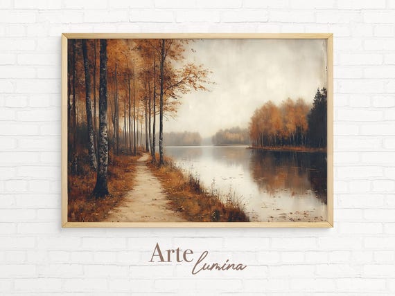 Moody Dark Academia Autumn Vintage Oil Painting Fall Nature Wall Art Rustic Home Decor Print 23