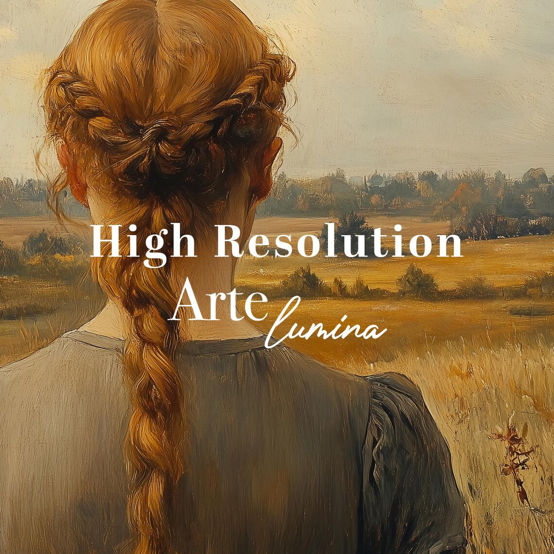 Girl With Braided Red Hair Overlooking Autumn Valley Vintage Oil Poster - Image 7