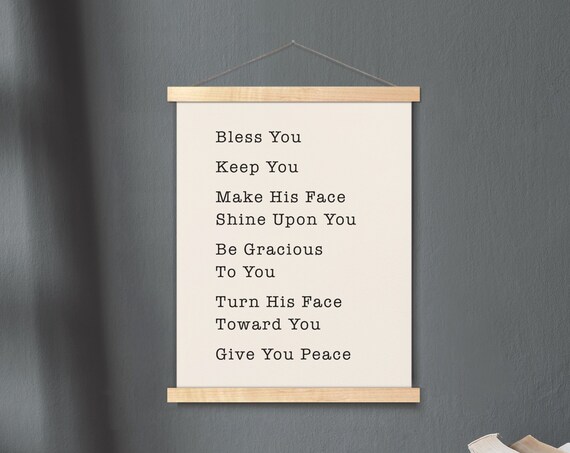 The Lord Bless You Numbers 62426 Hanging Canvas Bible Verse Wall Art Scripture Poster Minimalist Print