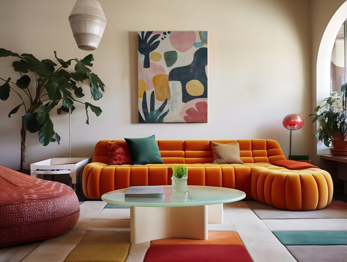 Colorful Mid Century Abstract Organic Shapes Modern Wall Art - Image 4