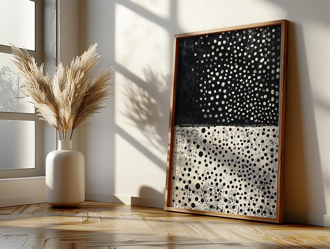 Black And White Abstract Dots, Minimalist Art Print - Image 3