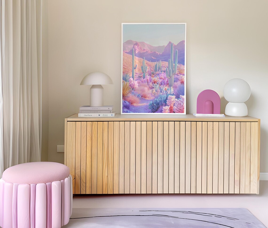 Retro Desert Landscape Cactus Art Print, Vintage Poster - Image 3