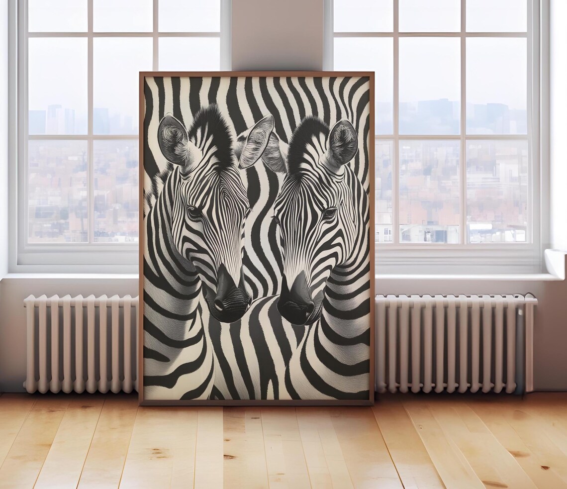 Trendy Zebra Poster, Preppy Animal Wall Art Print - Image 3