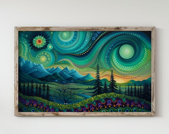 Aurora Borealis Art Print Northern Lights Landscape
