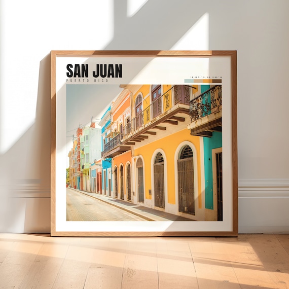 San Juan Puerto Rico Old Town Colorful Colonial Street Balcony Poster