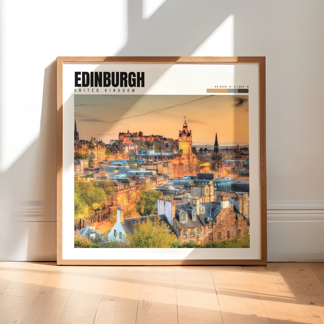 Edinburgh Scotland Castle Sunset Old Town Golden Evening View Poster