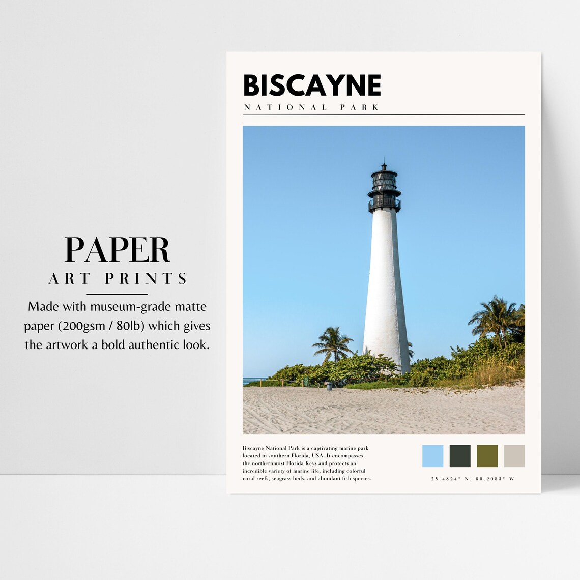 Biscayne National Park Lighthouse Travel Poster - Image 3